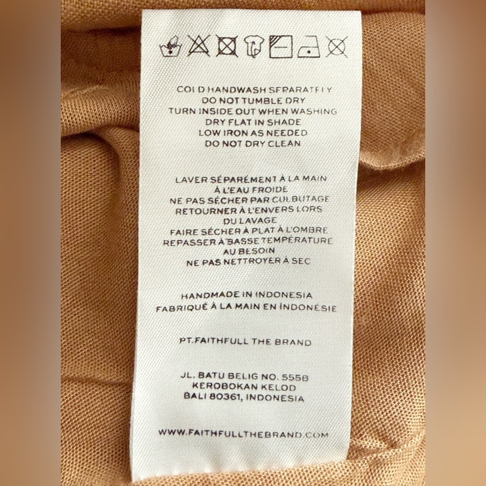 Faithfull the Brand Ysla Linen Smocked Back Shoulder Tie Dress in Hazelnut Sz 6 - Picture 6 of 14